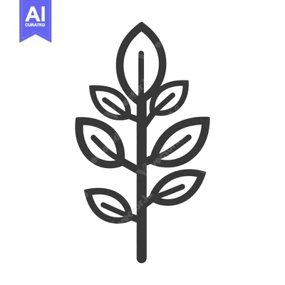 Aset desain premium: Simple Line Drawing Depicting a Plant with Several Leaves
