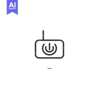 Premium design asset: Black and white line art icon of a radio with an on/off button