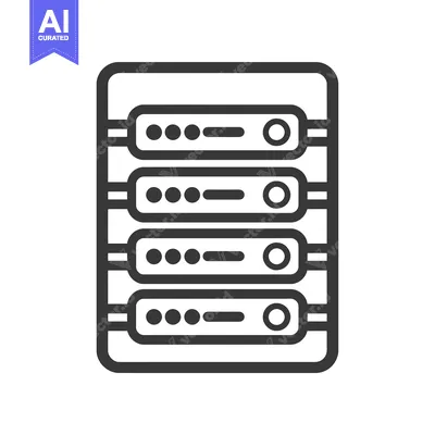 Icon of a Black and White Server Rack with Four Units