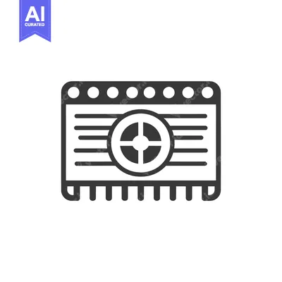 Aset premium populer: Icon of a grey electronic device with buttons, lines, and a circle wit