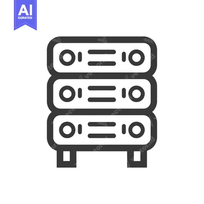 Aset desain premium: Icon of a server with three compartments, standing on four legs