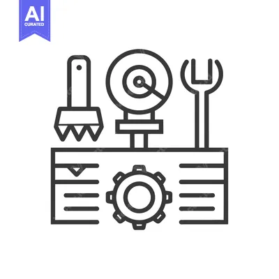Aset desain premium: Icon Representing System Configuration with Tools and Gears