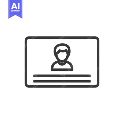 Aset desain premium: Minimalist ID Card Icon: Person Profile, Rounded Edges, Clean Design