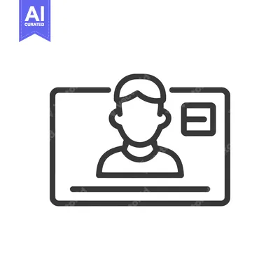 Aset desain premium: Minimalist Identity Card Icon: Person, Photo, and Identification Detai