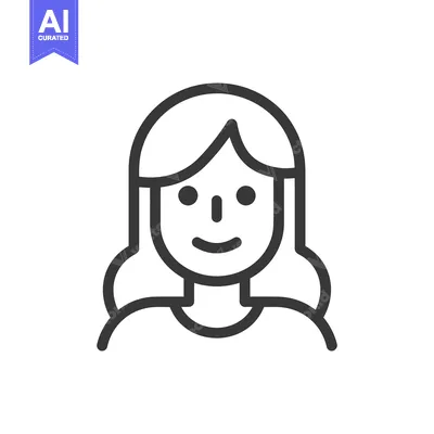 Aset desain premium: A simple icon representing the face of a smiling woman