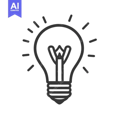 Aset premium populer: A simple black and white illustration of an electric light bulb
