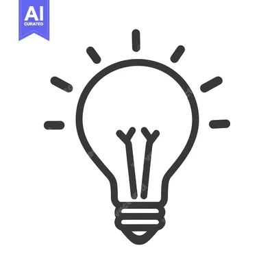 Premium design asset: A simple black outline of an illuminated light bulb graphic