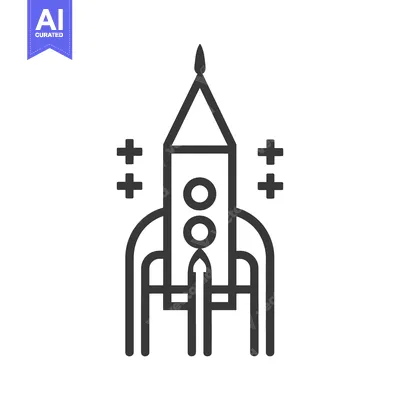 Premium design asset: A stylized image of a rocket ship ready for launch into space