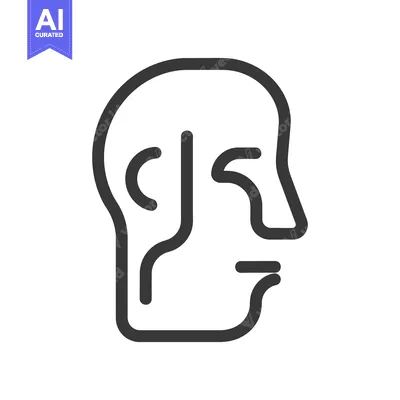 Aset desain premium: Simple minimalist line drawing depicting the side profile of a human f