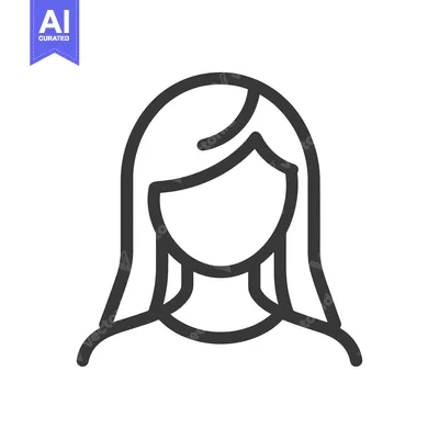 Aset desain premium: A simple line drawing of a woman with long hair