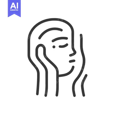 Aset desain premium: A simple outline illustration of a calm person resting