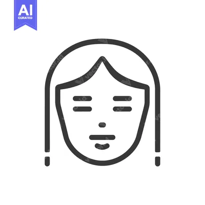Aset desain premium: Simple outline drawing depicting the front view of a womans face