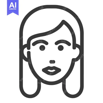 Premium design asset: A simple line drawing of a woman facing forward