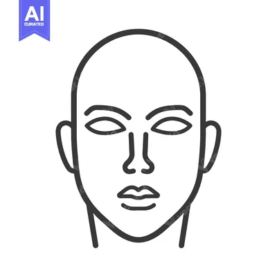 Premium design asset: A simple outline drawing showing a symmetrical human face