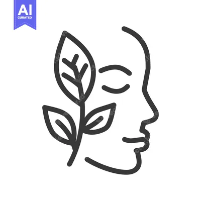 Popular premium asset: An outline drawing of a face with leafy plant elements