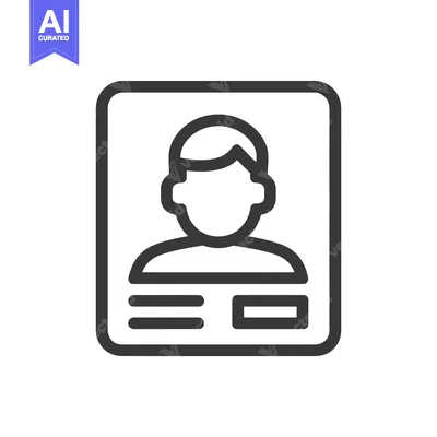 Aset premium populer: Minimalist ID Card Icon: Rounded Rectangle with Person Silhouette and
