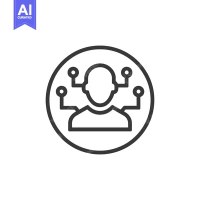 Aset desain premium: Cybernetic Human Icon: Minimalist Design for Artificial Intelligence C