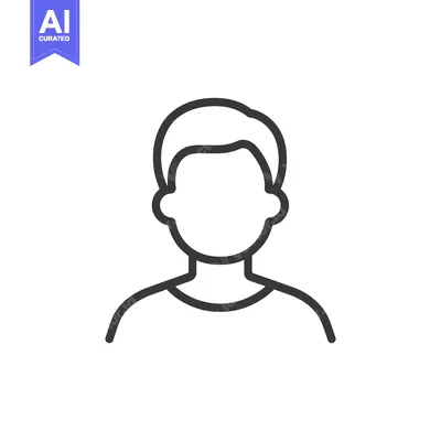 Aset desain premium: Simple linear illustration depicting a male persons upper body