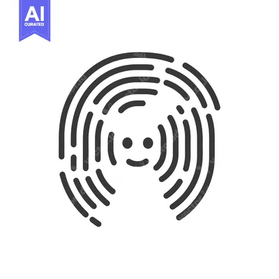 Aset premium populer: A simple happy face designed within fingerprint pattern circles