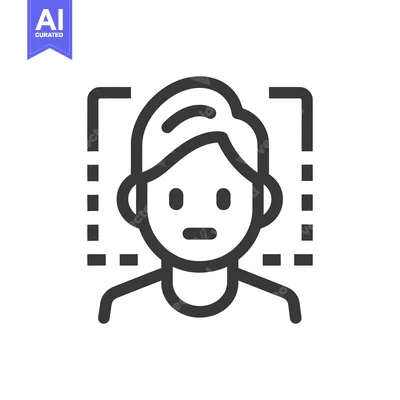 Aset premium populer: A simple line art representation of a face recognition system