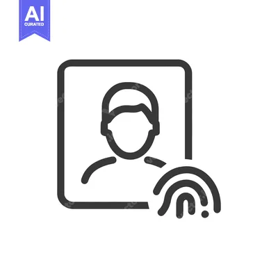 Aset desain premium: Biometric Identity Verification: Person with Fingerprint Scan Icon
