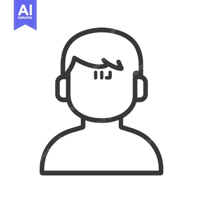 Aset desain premium: A minimalist black and white graphic of a human person