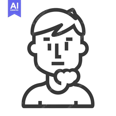 Aset desain premium: An illustration of a man contemplating with his hand on his chin