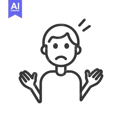 A simple line drawing of a person showing confusion and concern