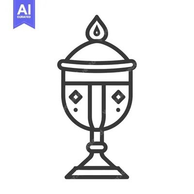 Aset desain premium: A stylized graphic illustration of a decorative lidded chalice