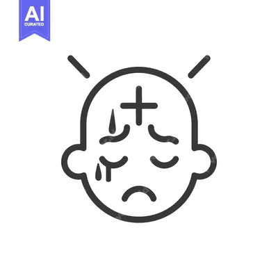 Aset desain premium: A simple illustration of a baby feeling sick or unwell