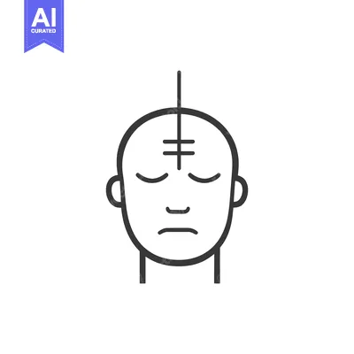 Premium design asset: A minimalist icon depicting a human head with closed eyes