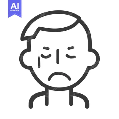 Aset desain premium: A simple graphic depiction shows a person looking very sad