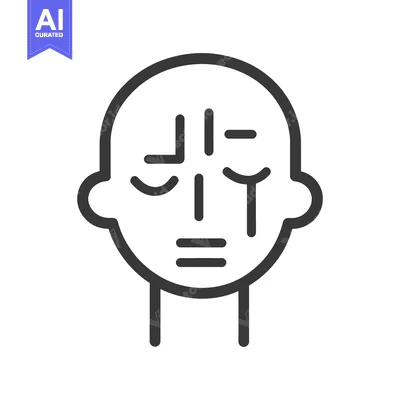 Premium design asset: A simple line drawing depicting a person with closed eyes