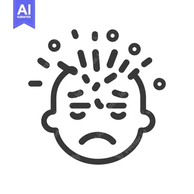 A stylized illustration of a head experiencing a headache