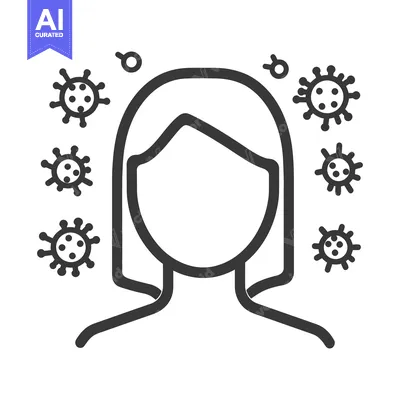 A persons face surrounded by potential viral particles