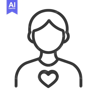 Aset premium populer: A simple line drawing depicting a person with a heart symbol