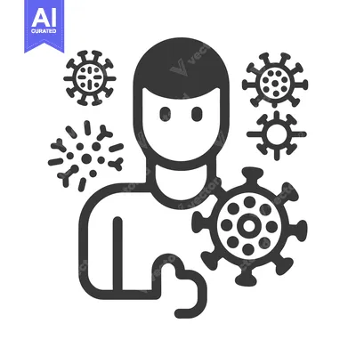 Aset premium populer: A person surrounded by harmful microscopic viral pathogens is shown