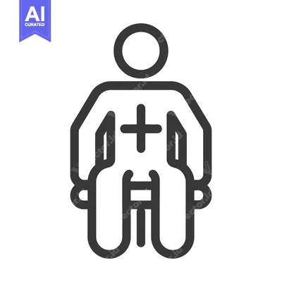 Aset desain premium: A stylized graphical representation of a patient in a chair
