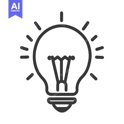 Aset premium populer: A stylized black and white illustration of a light bulb emitting rays
