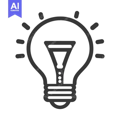Aset desain premium: Simple black outline of a glowing lightbulb idea symbol