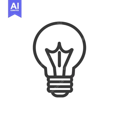 Aset desain premium: Simple outlined illustration of an electric light bulb on white backgr