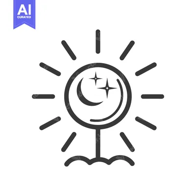 Aset desain premium: A stylized image combines sun and moon with stars together