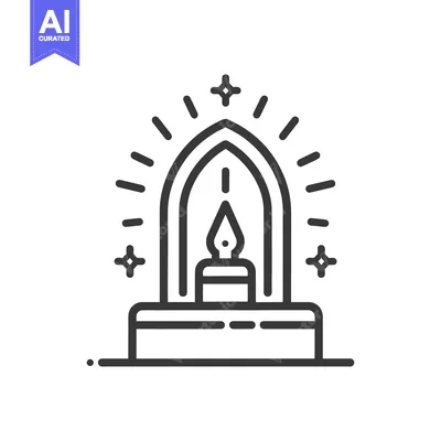 Aset desain premium: An Illuminated Candle Inside An Arched Decorative Structure