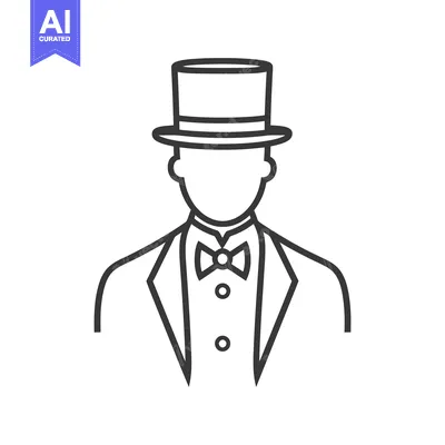 Aset premium populer: A formal person wearing a tuxedo and a tall hat is depicted