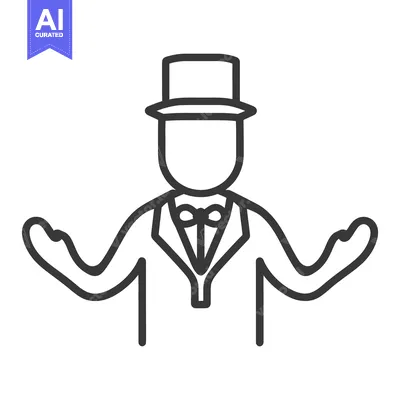 A simple illustration of a man wearing a tuxedo and top hat