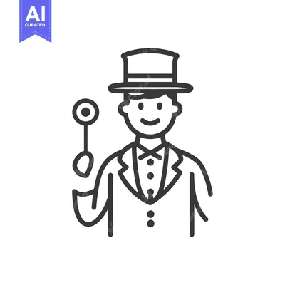 Aset premium populer: A smiling magician wearing a hat and holding a wand