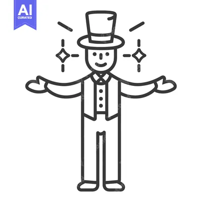 Aset premium populer: A magician wearing a top hat with shining magic sparkles