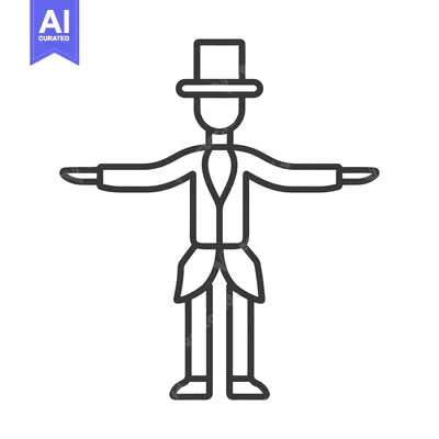Aset premium populer: A simplified illustration of a man wearing a top hat