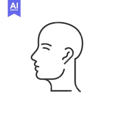 Premium design asset: Simple outline drawing of a human head viewed from the side
