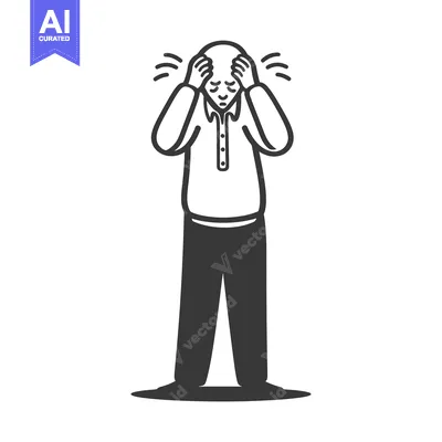 Aset desain premium: Illustration of a man experiencing a headache